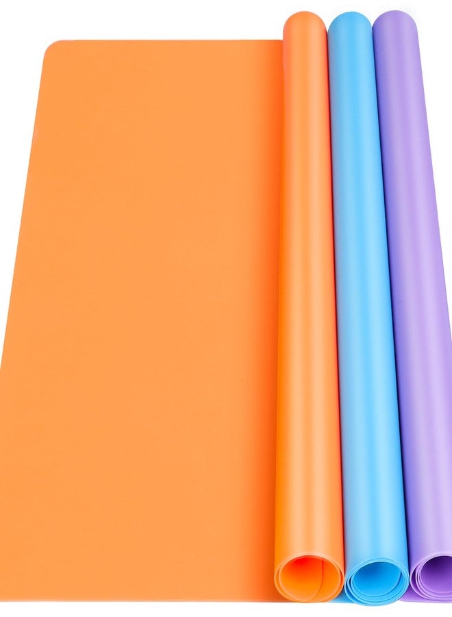 LEOBRO Silicone Mats, 3 PCS 15.7”x 11.7” Silicone Mats for Crafts, Resin Molds, Play Dough Mat for Resin, Clay, Craft Supplies, Orange & Purple & Blue - Image 1